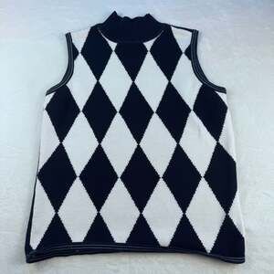 Emma James Argyle Mock Neck Sleeveless Knit Sweater Vest Size M